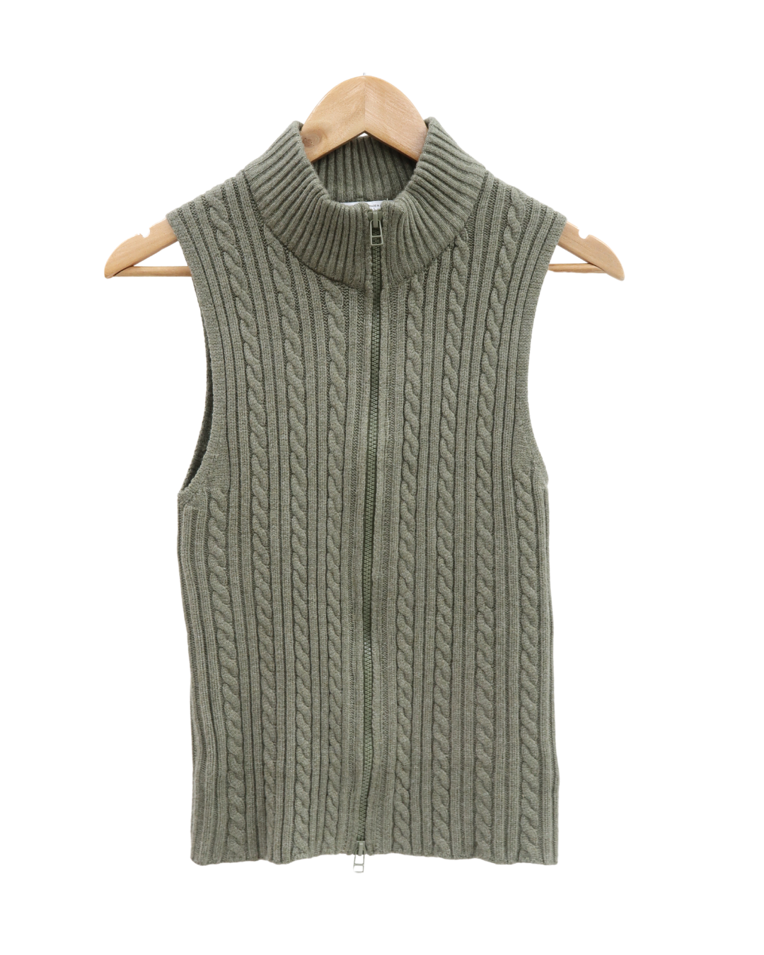 Haut en laine khaki sans manches - Pull & Bear - L