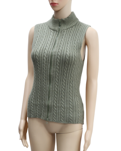 Haut en laine khaki sans manches - Pull & Bear - L