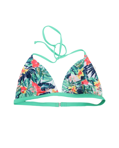 Haut de bikini turquoise & blanc à fleurs - Tissaia - L