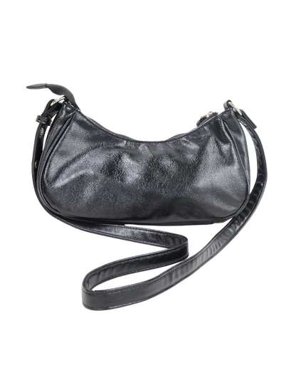 Sac à main en cuir noir avec clous argentés - Parfois