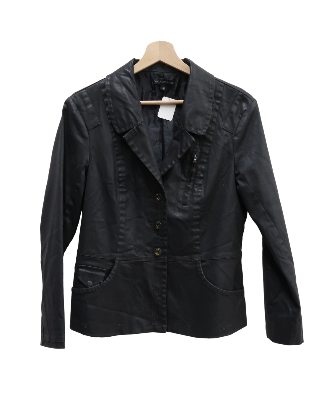Veste en cuir noire vintage - Voodoo - M