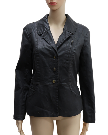 Veste en cuir noire vintage - Voodoo - M