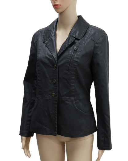 Veste en cuir noire vintage - Voodoo - M