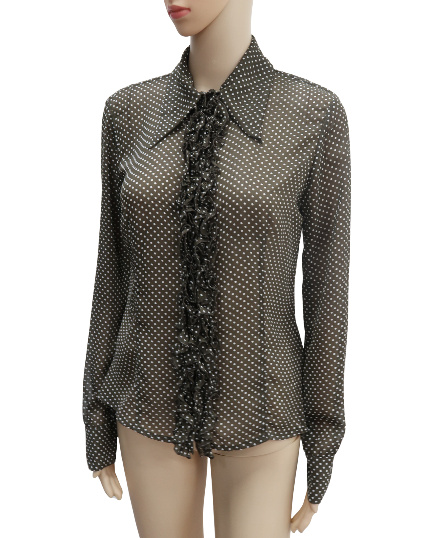 Chemisier khaki à pois blanc - Spirituel - M
