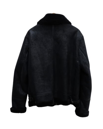 Manteau noire doublée moumoute noire - XL