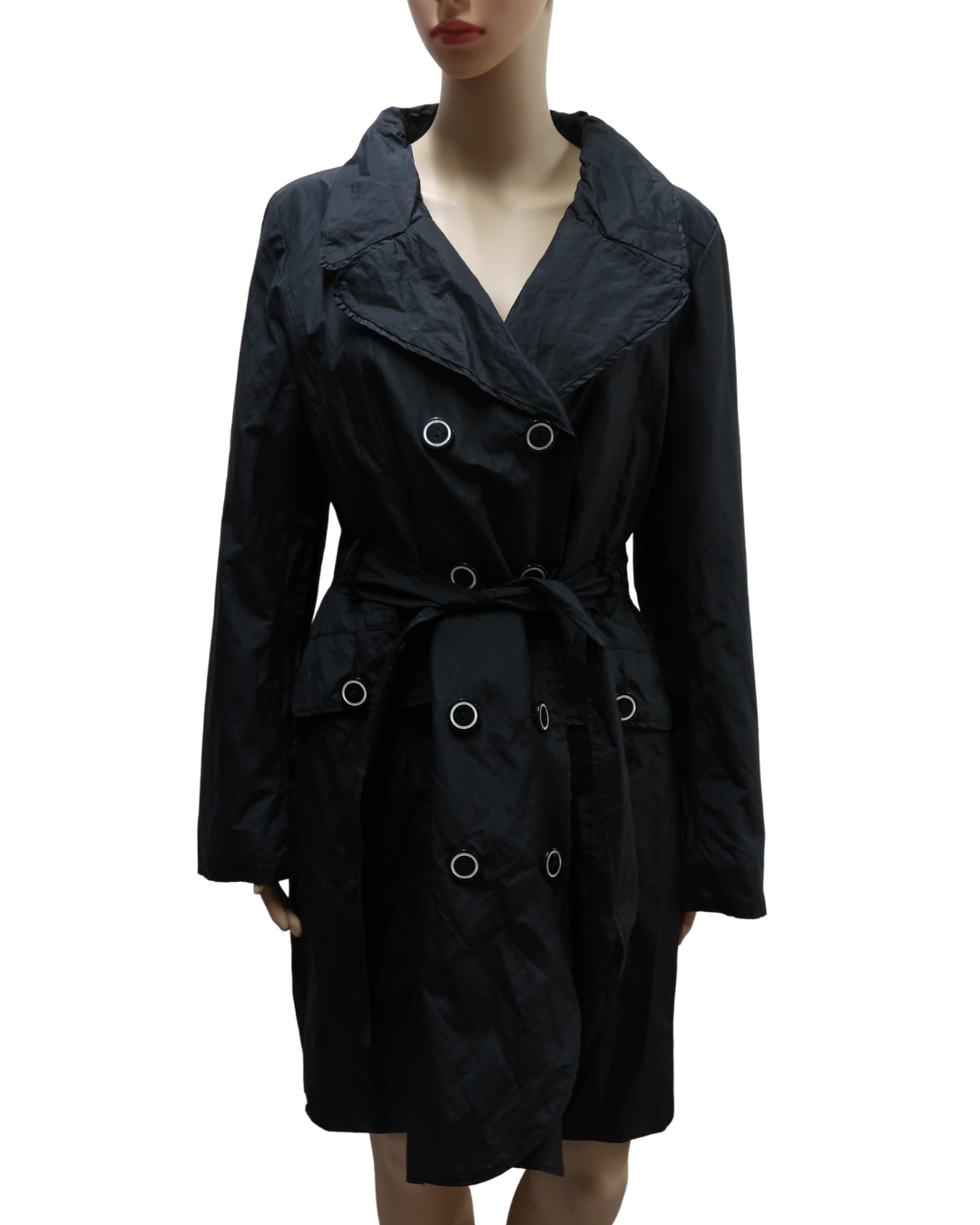 Trench imperméable noir à boutons blanc - Sarandi - M