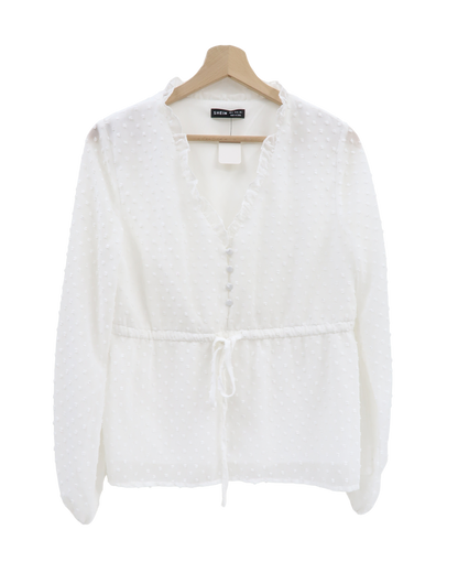 Chemisier blanc à pois texturée - Shein - S