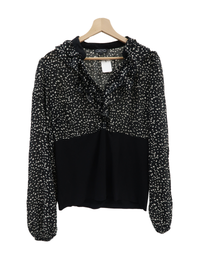 Chemisier noir à motif beige - Geisha - L