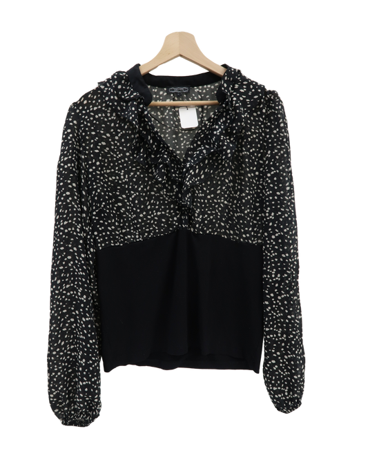 Chemisier noir à motif beige - Geisha - L