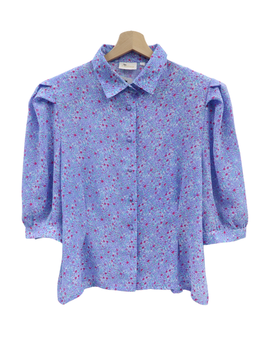 Chemisier violet à fleurs vintage - Penney - XL