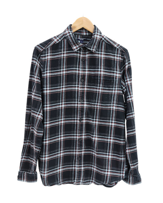 Chemise noire quadrillée à manches longues - Kiabi - S
