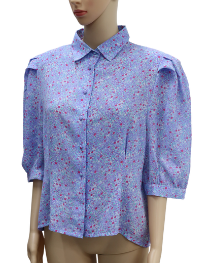 Chemisier violet à fleurs vintage - Penney - XL