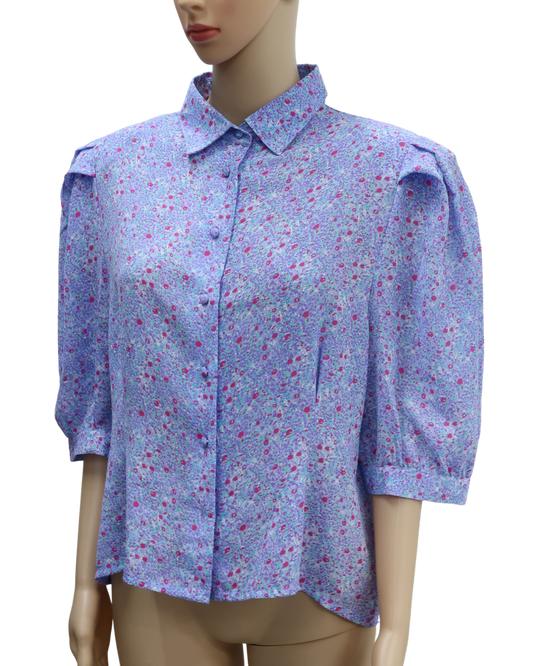 Chemisier violet à fleurs vintage - Penney - XL