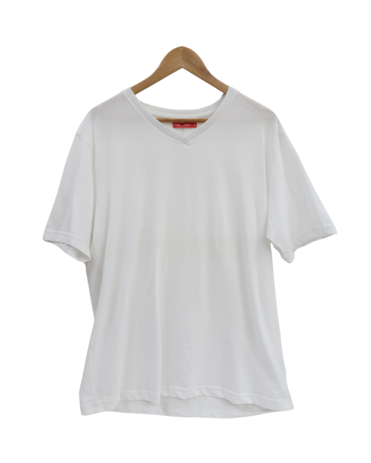 T-shirt blanc col V - Tissaia Basics - M