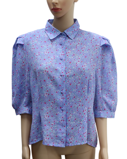 Chemisier violet à fleurs vintage - Penney - XL