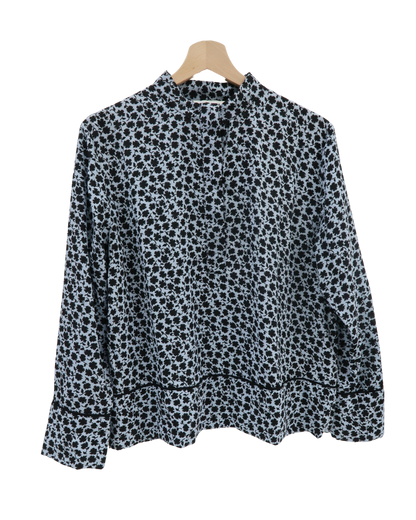 Chemisier bleu ciel à fleurs noires - H&M - S
