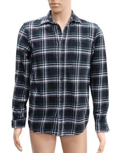 Chemise noire quadrillée à manches longues - Kiabi - S
