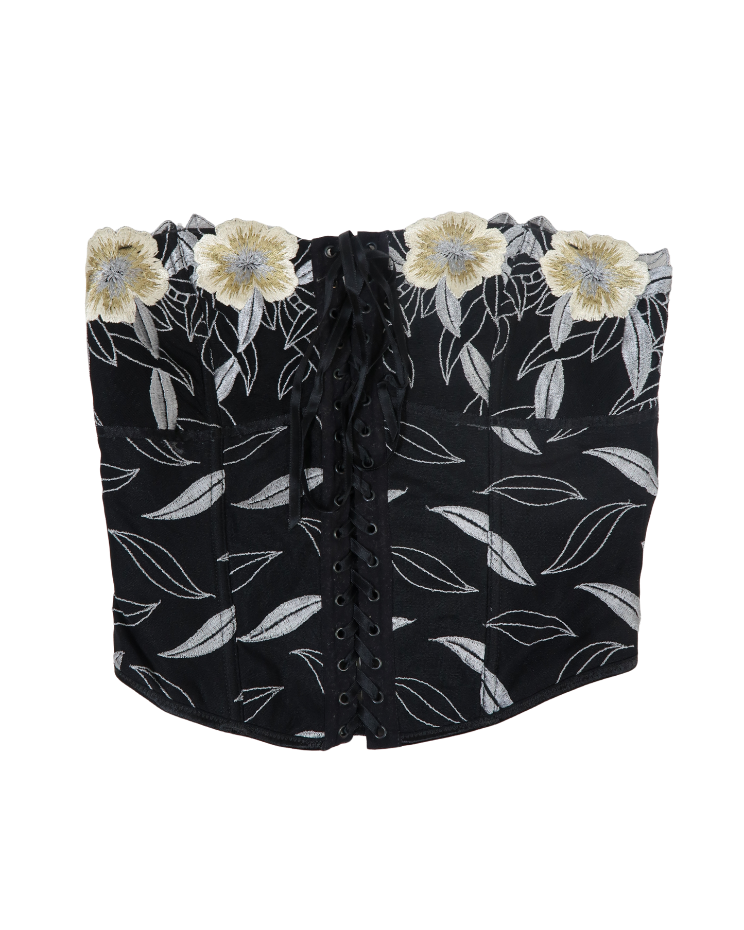 Corset noir à fleurs - M