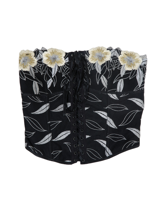 Corset noir à fleurs - M