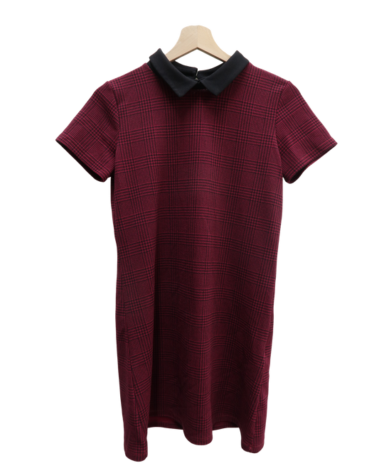 Robe à carreaux rouge bordeaux et noire - Jennyfer - S