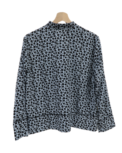 Chemisier bleu ciel à fleurs noires - H&M - S