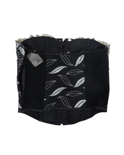 Corset noir à fleurs - M