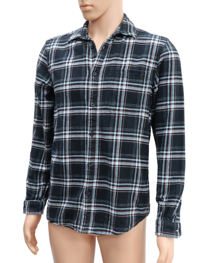 Chemise noire quadrillée à manches longues - Kiabi - S