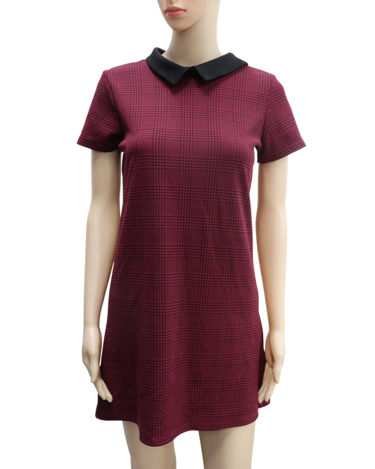 Robe à carreaux rouge bordeaux et noire - Jennyfer - S