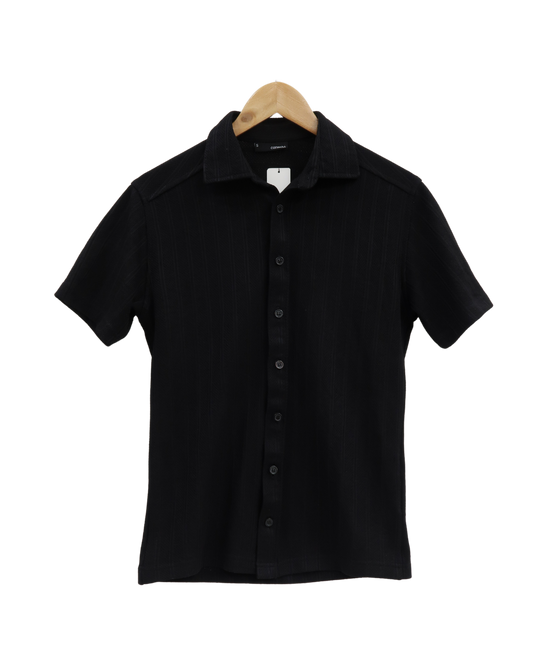 Chemise à manches courtes texturée noire - Conwell - S