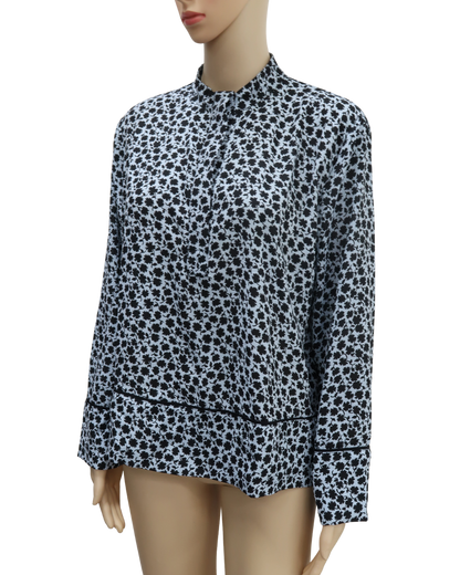 Chemisier bleu ciel à fleurs noires - H&M - S
