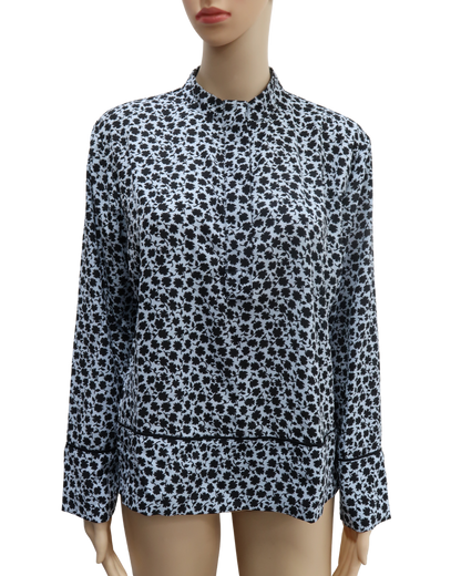 Chemisier bleu ciel à fleurs noires - H&M - S