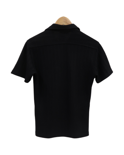 Chemise à manches courtes texturée noire - Conwell - S
