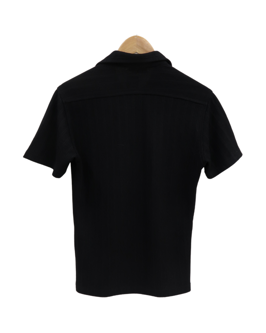 Chemise à manches courtes texturée noire - Conwell - S