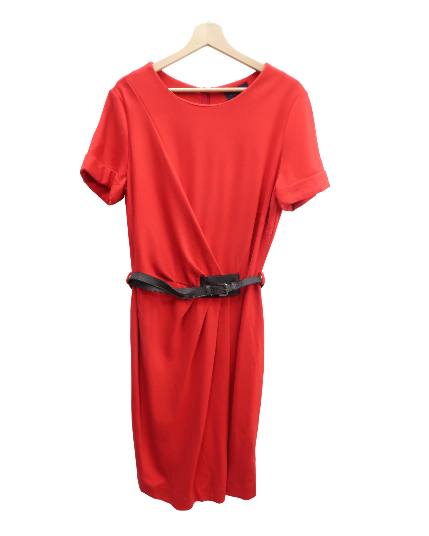 Robe rouge avec une ceinture en cuir marron - Violeta - M