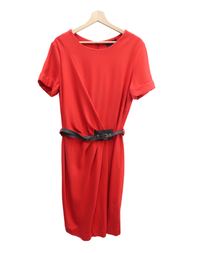 Robe rouge avec une ceinture en cuir marron - Violeta - M