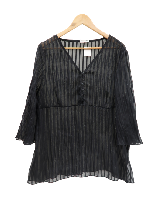 Chemisier rayée noir transparent - Yessica - XL