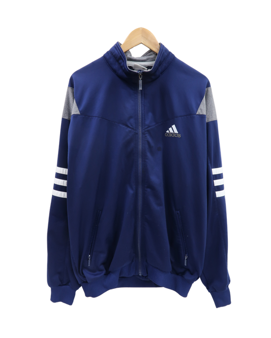 Gilet vintage bleu marine, blanc & gris - M