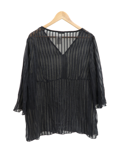 Chemisier rayée noir transparent - Yessica - XL