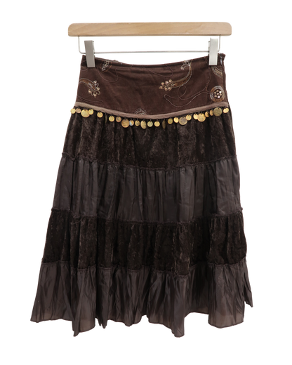 Jupe longue vintage marron - S