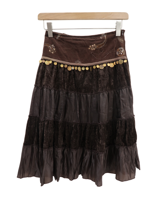 Jupe longue vintage marron - S