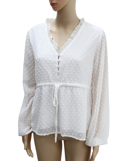 Chemisier blanc à pois texturée - Shein - S