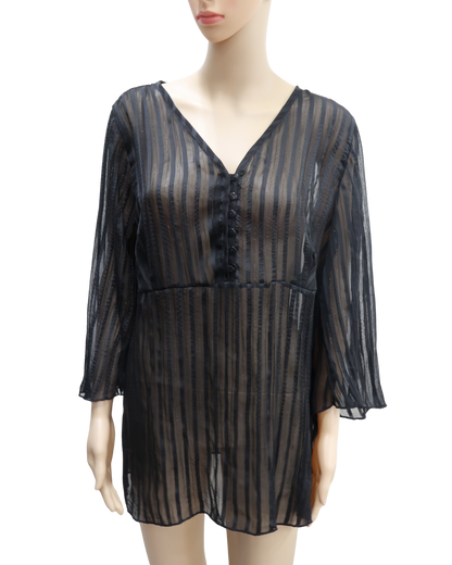 Chemisier rayée noir transparent - Yessica - XL