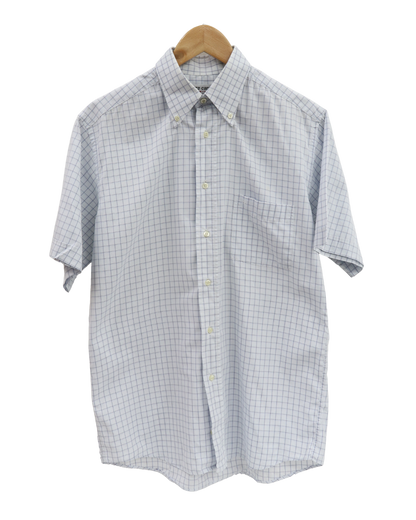 Chemise bleue clair quadrillée à manches courtes - Pierre Cardin - S