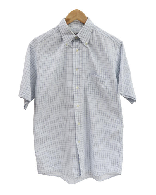 Chemise bleue clair quadrillée à manches courtes - Pierre Cardin - S
