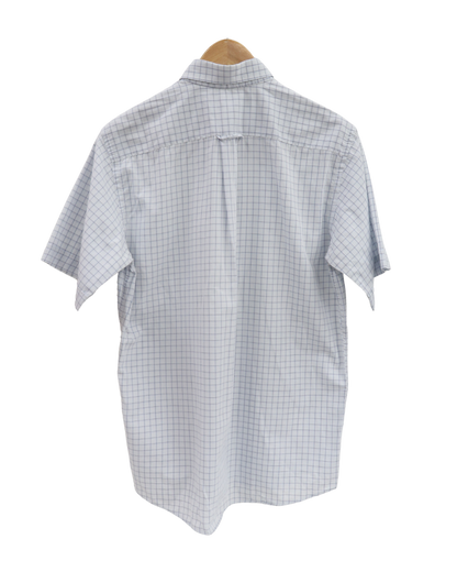 Chemise bleue clair quadrillée à manches courtes - Pierre Cardin - S