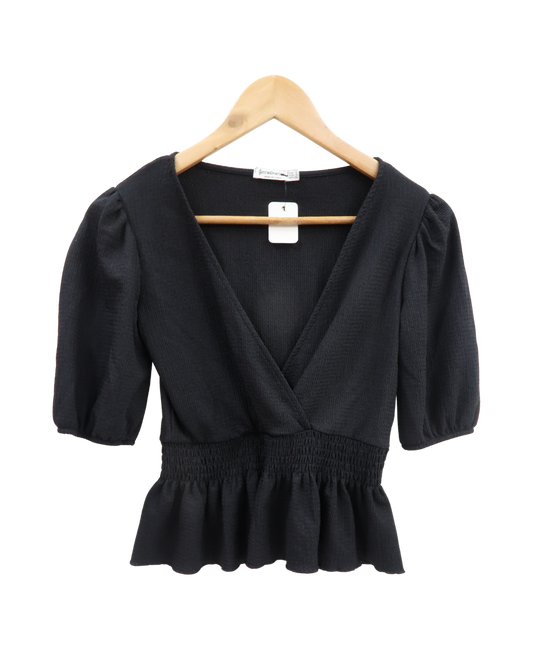 Haut cache-coeur noir - Stradivarius - S