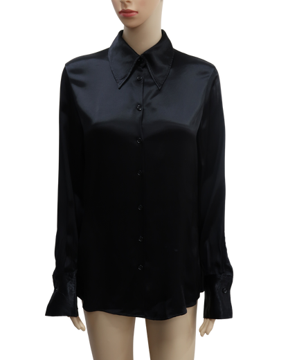 Chemise noire glossy - Zara - M