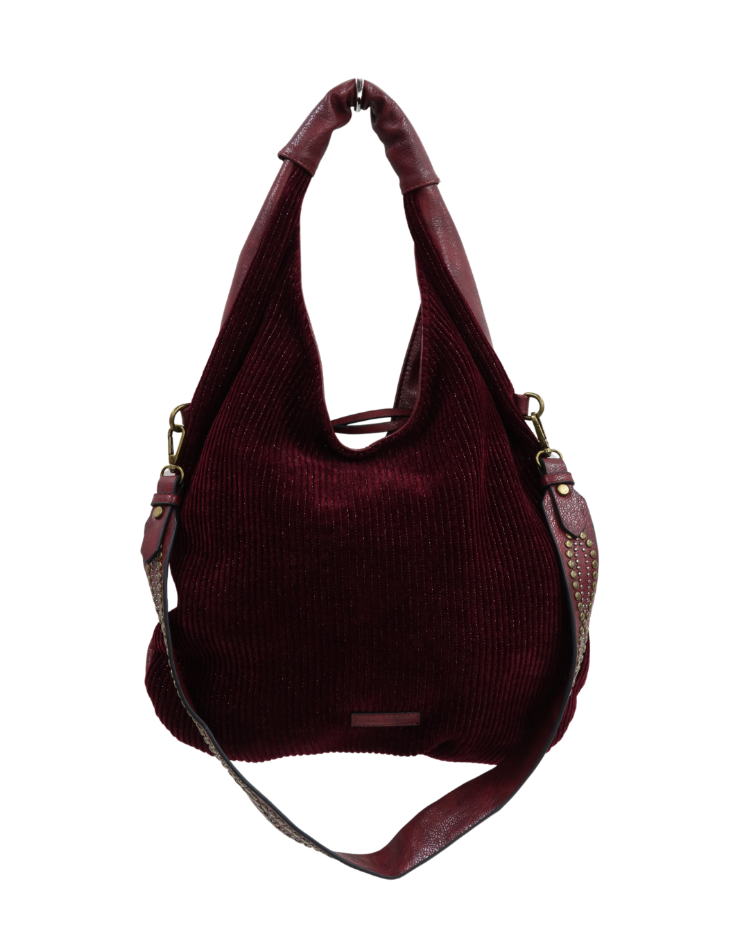 Sac à main en cuir et en velour bordeaux - Mandoline