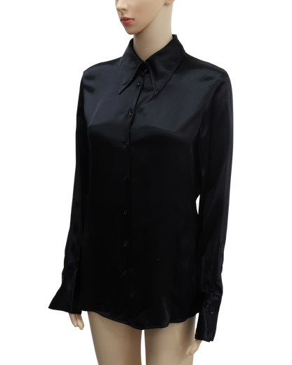 Chemise noire glossy - Zara - M