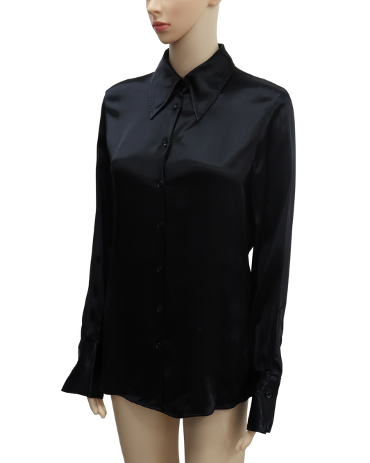 Chemise noire glossy - Zara - M